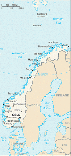 Mapa: Norsko