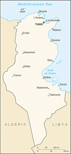 Mapa: Tunisko
